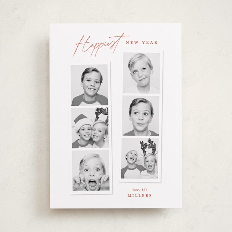 "joyful photo strips" - Holiday Cards in Ruby by Sarah Curry - Front