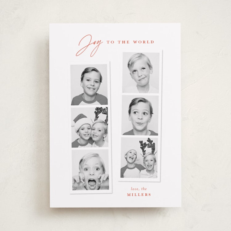 "joyful photo strips" - Holiday Cards in Ruby by Sarah Curry - Front