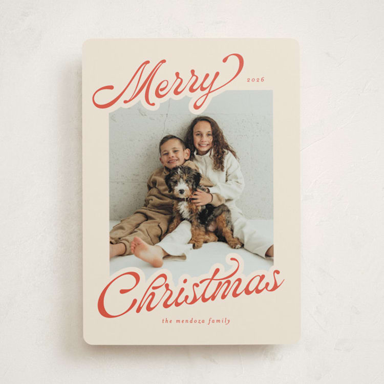 "Merry Cheer" - Holiday Cards in Peppermint by Ashley Iwafuchi - Front