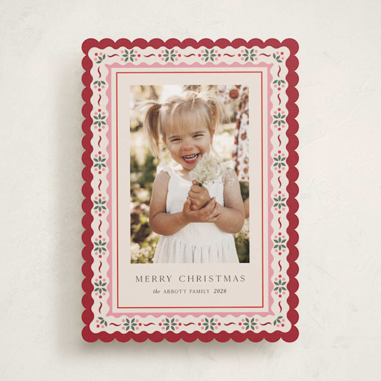 "Poinsettia in Bloom" - Holiday Cards in Poinsettia by Laura Bercovich - Front
