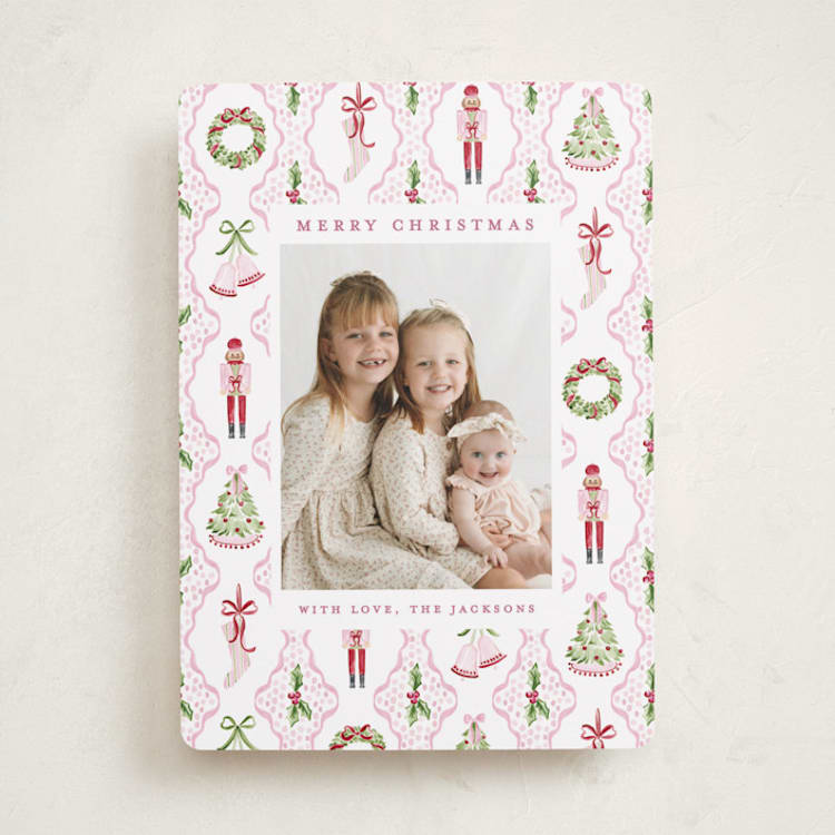 "Patterned Icons" - Holiday Cards in Powder by Sarah Knight - Front