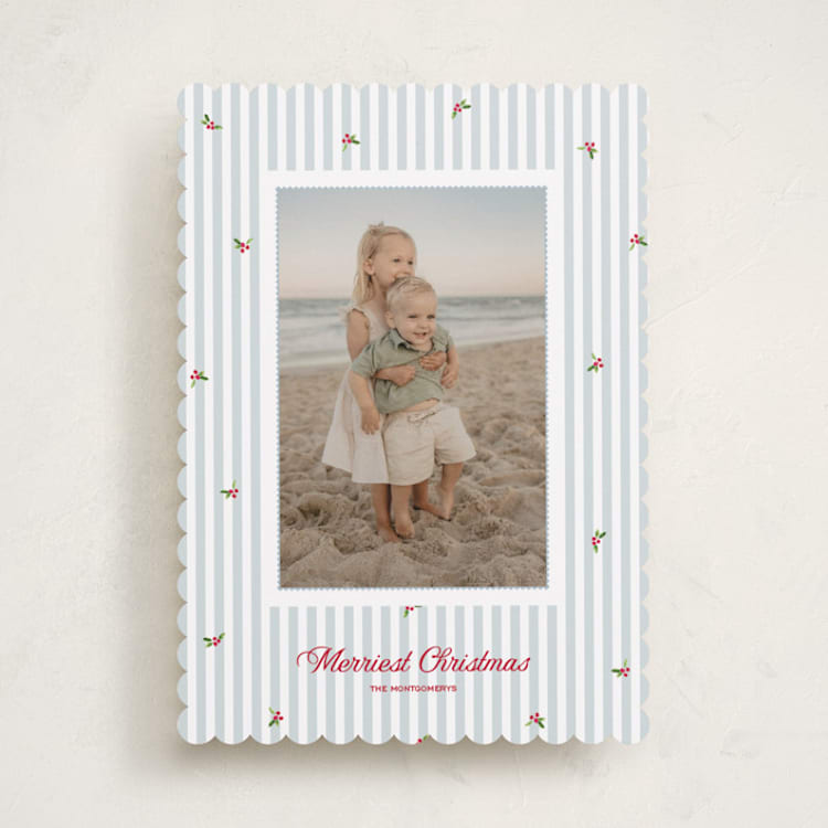 "Ditsy Holly" - Holiday Cards in Frost by Jenna Holcomb - Front