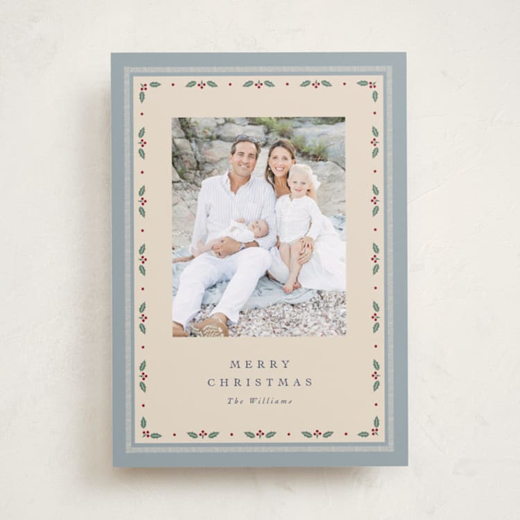 "Dainty Holly" - Holiday Cards in Wintermint by Robert and Stella - Front