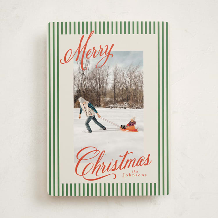 "Script and Stripes" - Holiday Cards in Forest by Karidy Walker - Front