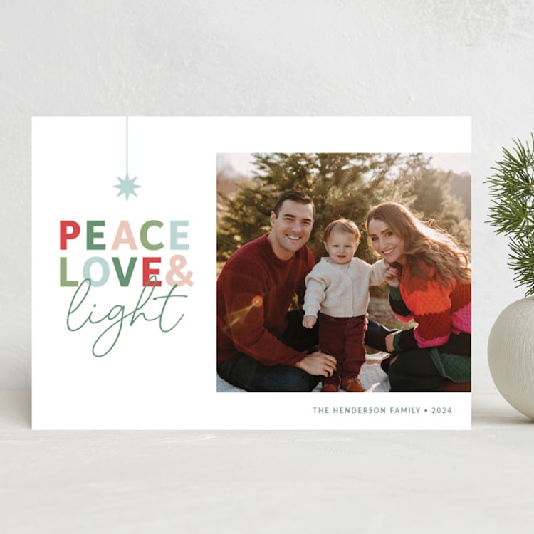 "A Season of Peace, Love and Light" - Holiday Cards in Merry by Antonia Jae Krajicek - Front