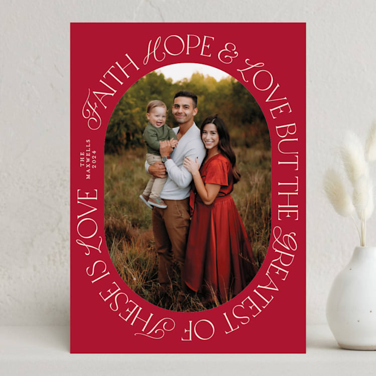 "Greatest Love" - Holiday Cards in Candied Apple by Beth Schneider - Front