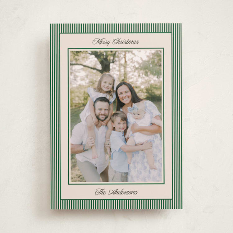 "Little Stripes" - Holiday Cards in Pine by Annie Shapiro - Front
