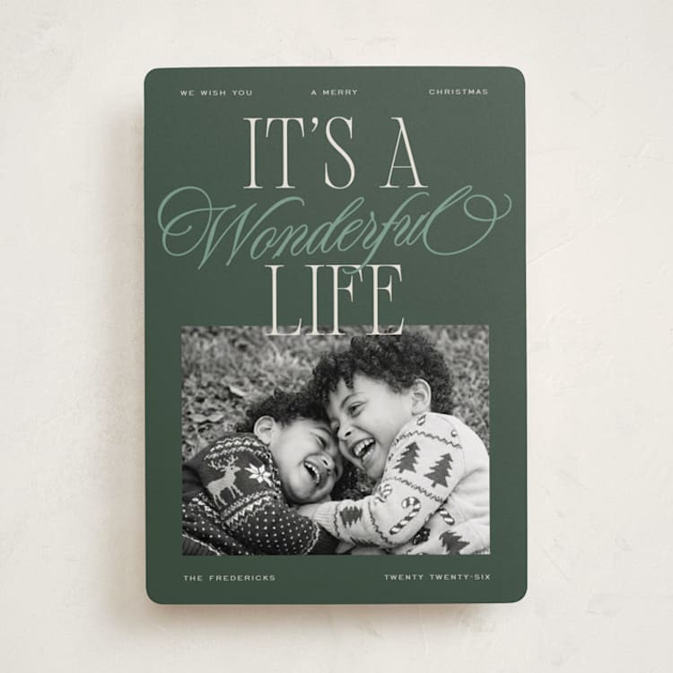 "Wonderful Life Stack" - Holiday Cards in Forest by Jackie Crawford - Front
