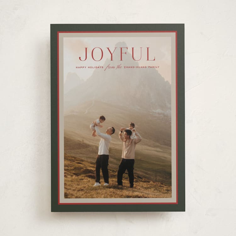 Tricolor Border Christmas Photo Cards