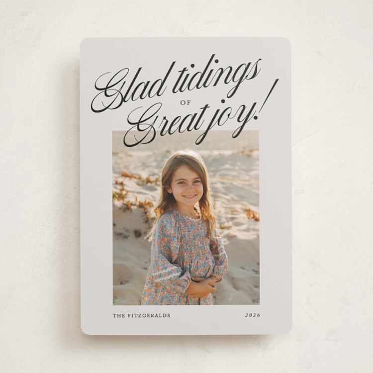 "Modern Scripted Tidings" - Holiday Cards in Coal by Jackie Crawford - Front