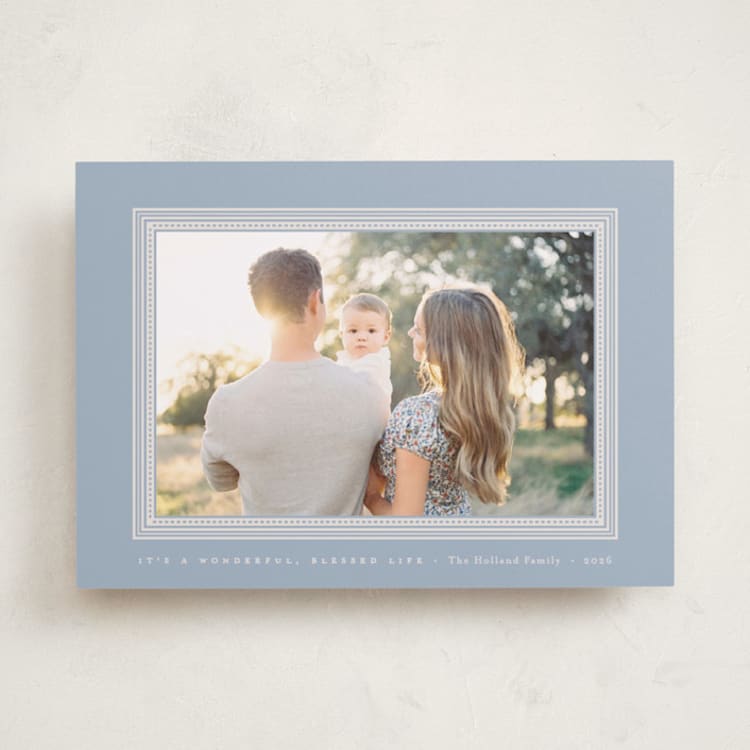 "It's a wonderful, blessed life" - Holiday Cards in Cornflower by Blustery August - Front
