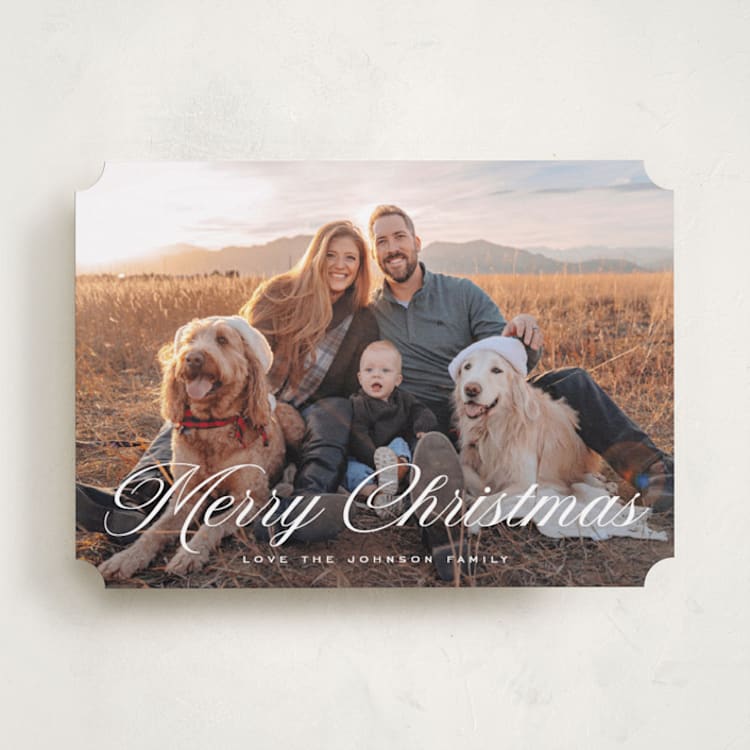 "Christmas in script" - Holiday Cards in Snow by Rebecca Durflinger - Front