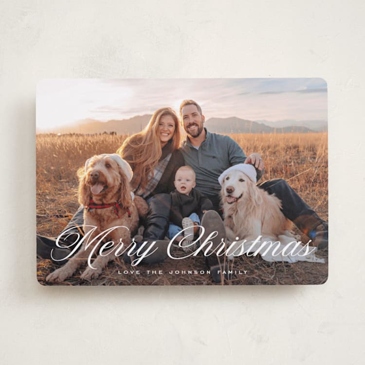 "Christmas in script" - Holiday Cards in Snow by Rebecca Durflinger - Front