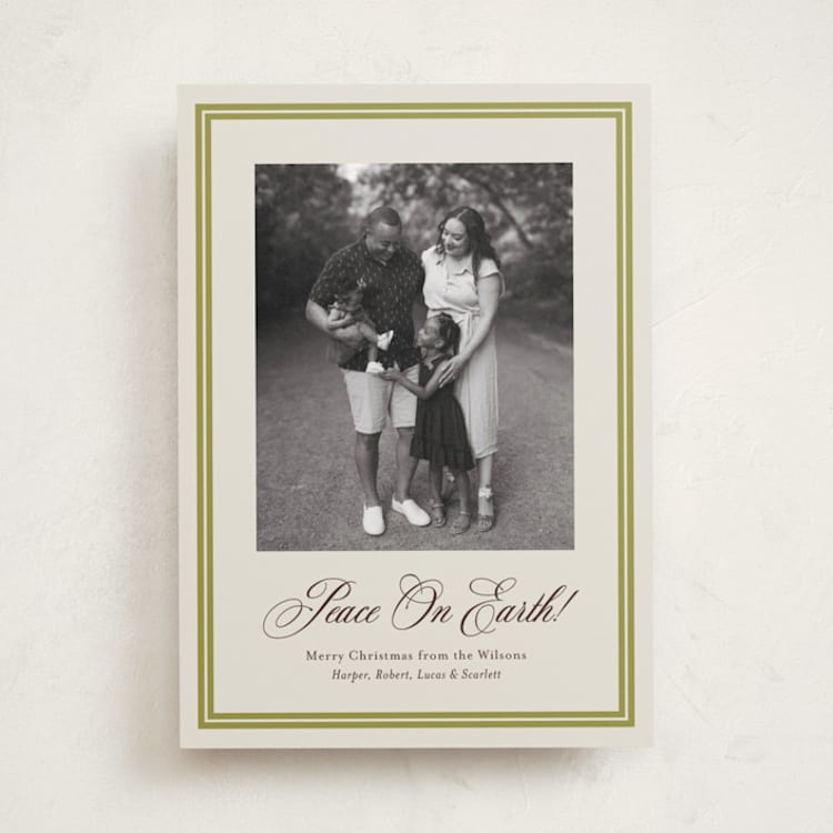 "Bari" - Holiday Cards in Chartreuse by Megan Davis - Front