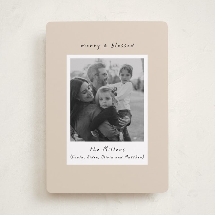 "Blessed Frame" - Holiday Cards in Butter Cream by Mansi Verma - Front