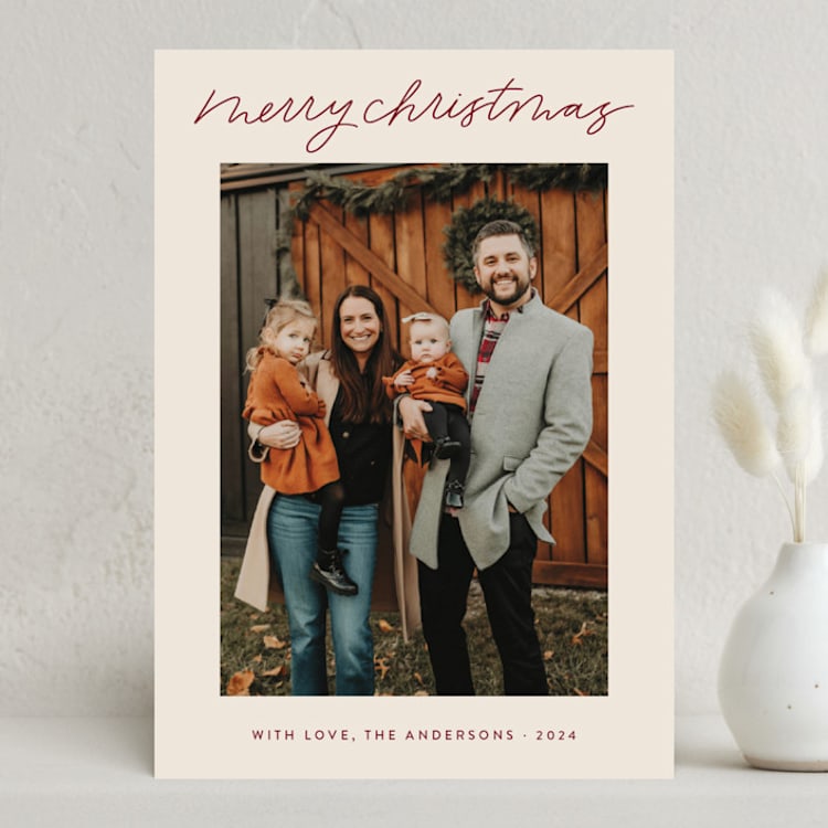 "Lettered Merry Christmas" - Holiday Cards in Mulled Wine by Kristen Magee - Front