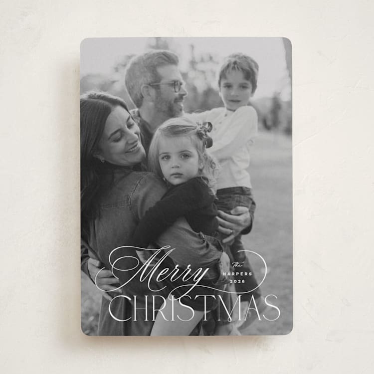 "Holiday in Type" - Holiday Cards in Snow by Design Lotus - Front