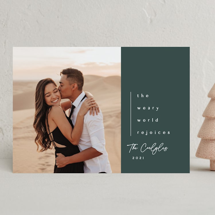 "The World Rejoices" - Holiday Cards in Pine by Lea Delaveris - Front