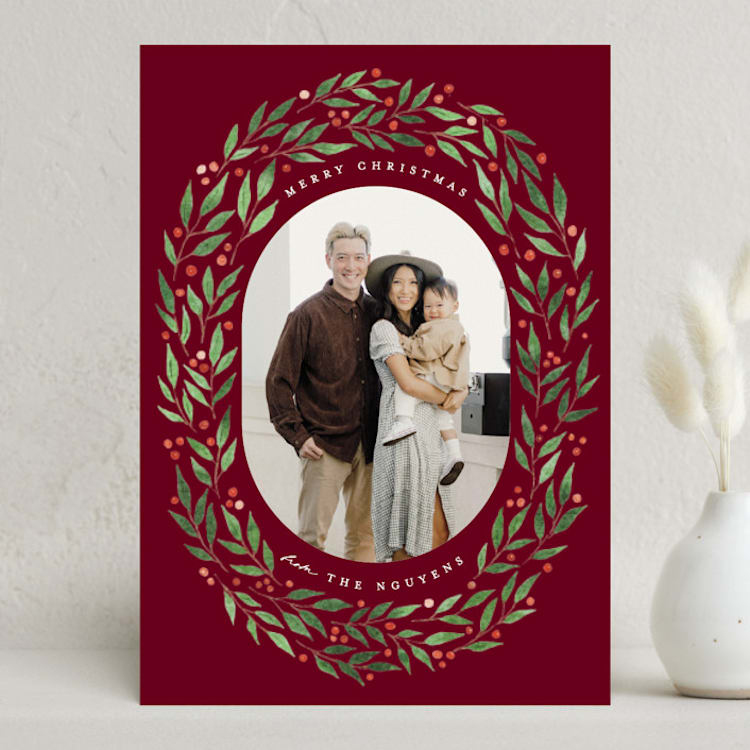 "Folksy Christmas" - Holiday Cards in Mulled Wine by Brooke Chandler - Front