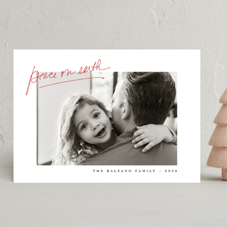"Peaceful Handlettering" - Holiday Cards in Sleigh by Up Up Creative - Front