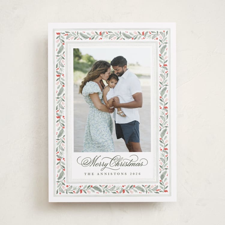 "Painted Garland" - Holiday Cards in Berry by Kristen Smith - Front