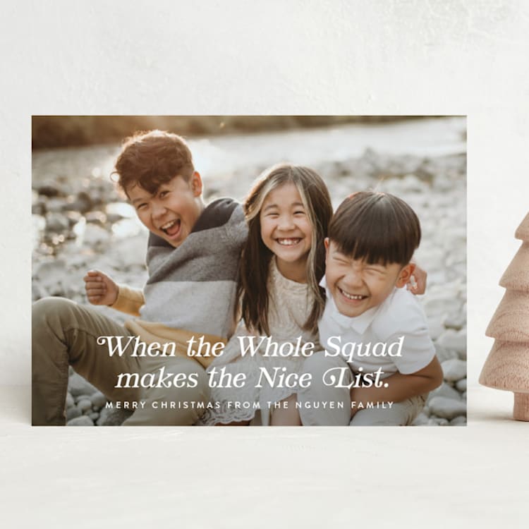 "Squad Goals" - Holiday Cards in Snow by Paper Raven Co. - Front