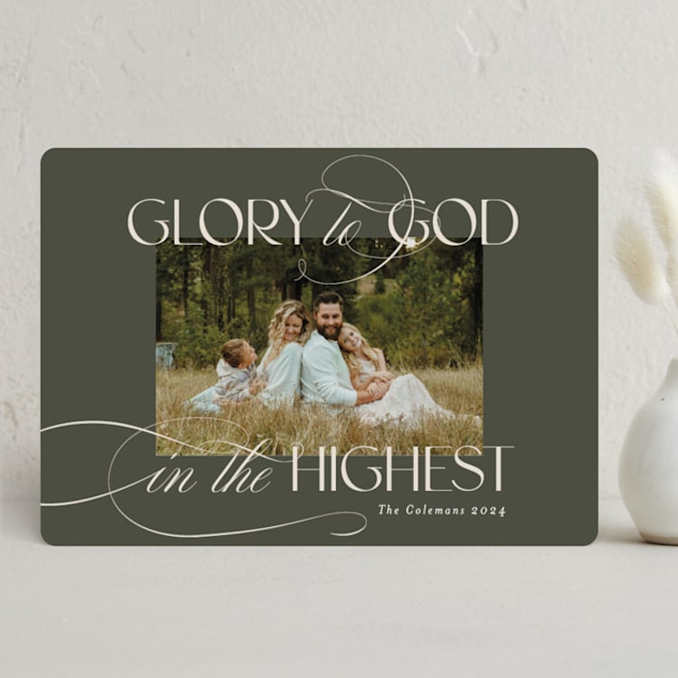 "In the Highest" - Holiday Cards in Olive by Heather Cairl - Front