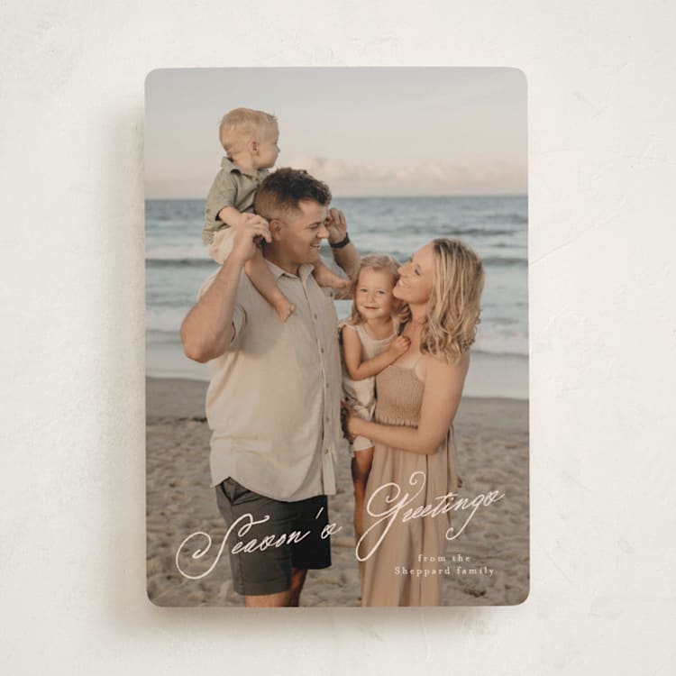 "Keepsake Script" - Holiday Cards in Eggnog by Leia Matt - Front