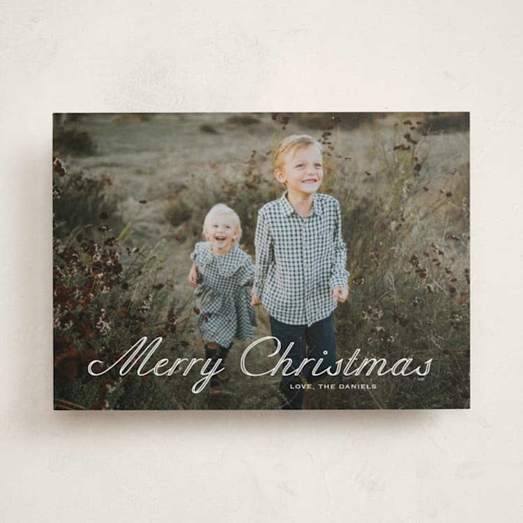 "Outlined Script" - Holiday Cards in Powder by Carolyn MacLaren - Front