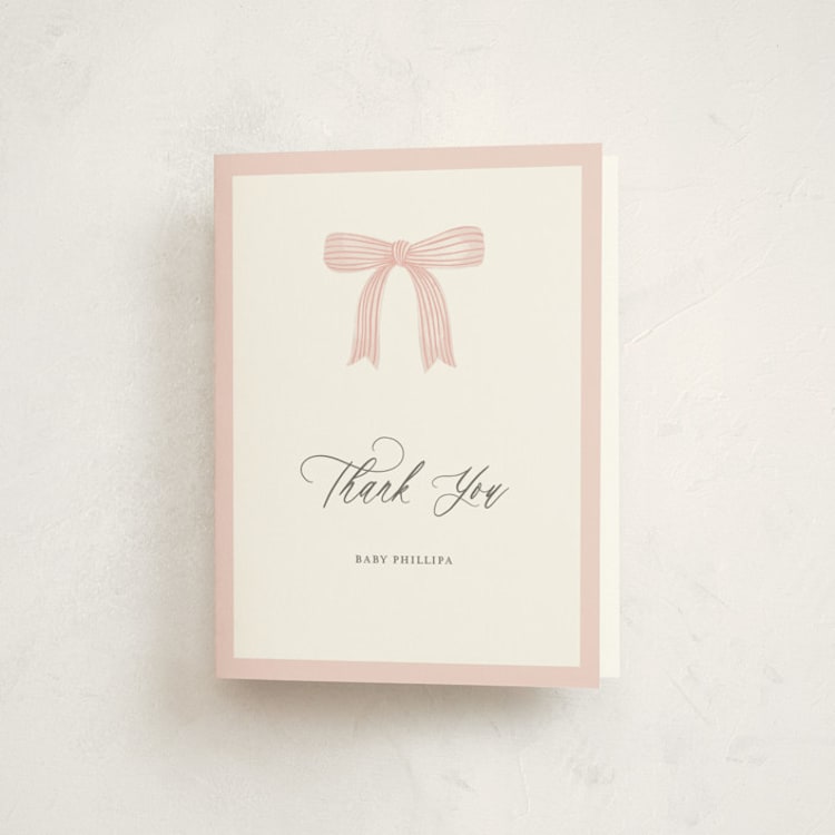 "Dainty Garden" - Baptism and Christening Thank You Cards in Blush by Paper Raven Co. - Front