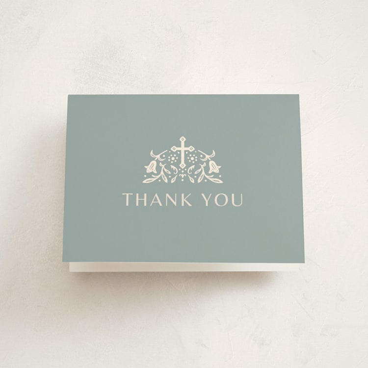 "Delightful" - Baptism and Christening Thank You Cards in Bluebell by Stephanie Biller - Front