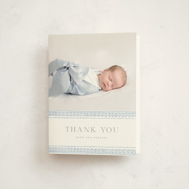 "folk frame" - Baptism and Christening Thank You Cards in Sky by Anastasia Makarova - Front