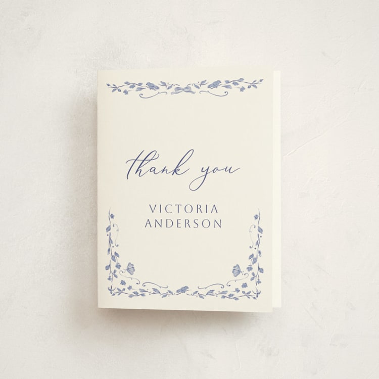 "Delicate summer frame" - Baptism and Christening Thank You Cards in Periwinkle by Lucrecia Caporale - Front