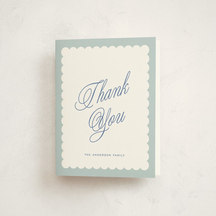 "Sweet Scallops" - Baptism and Christening Thank You Cards in Frost by Kelly Watkins - Front
