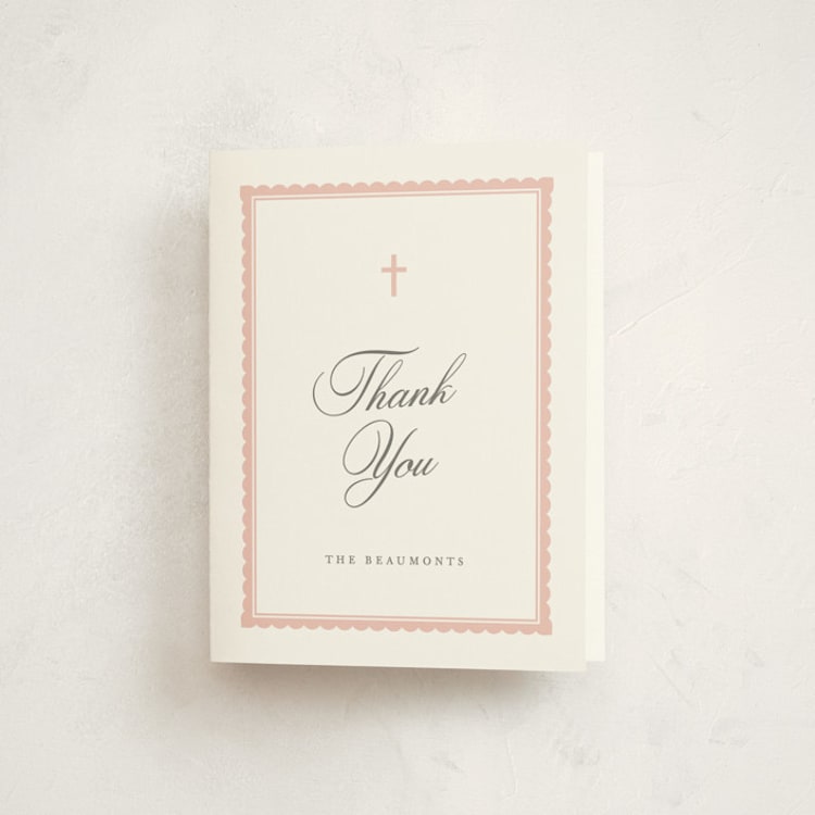 "Frame and Verse" - Baptism and Christening Thank You Cards in Rosebud by Olivia Raufman - Front