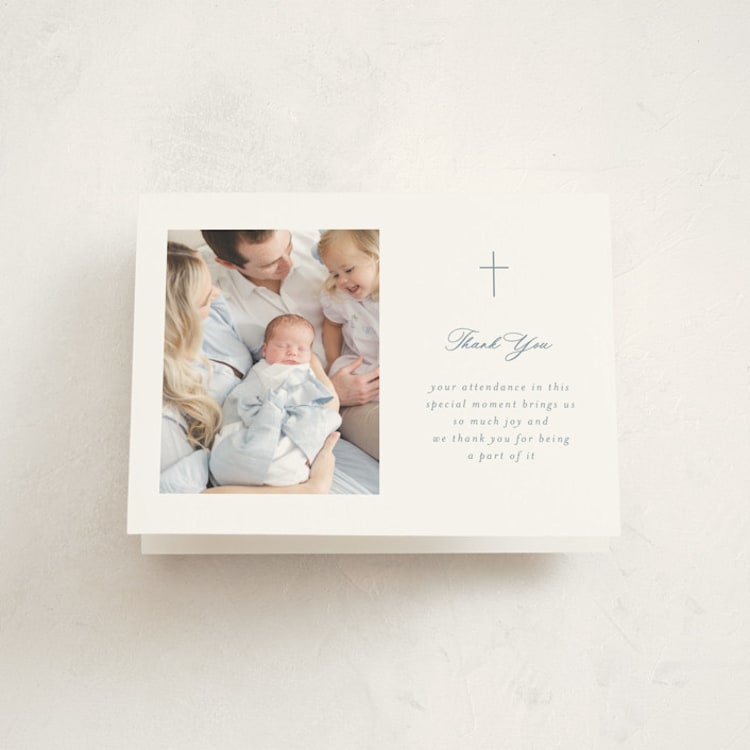 "Pure" - Baptism and Christening Thank You Cards in Sky by Jelena Vuletic - Front