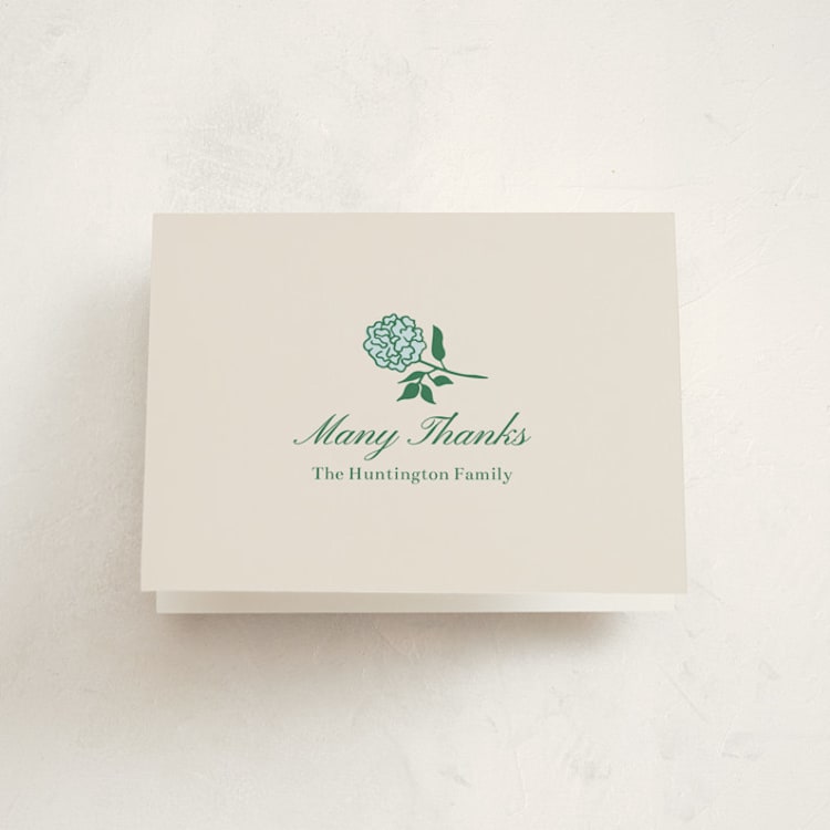 "Hydrangea" - Baptism and Christening Thank You Cards in Powder by Michelle Buckner - Front