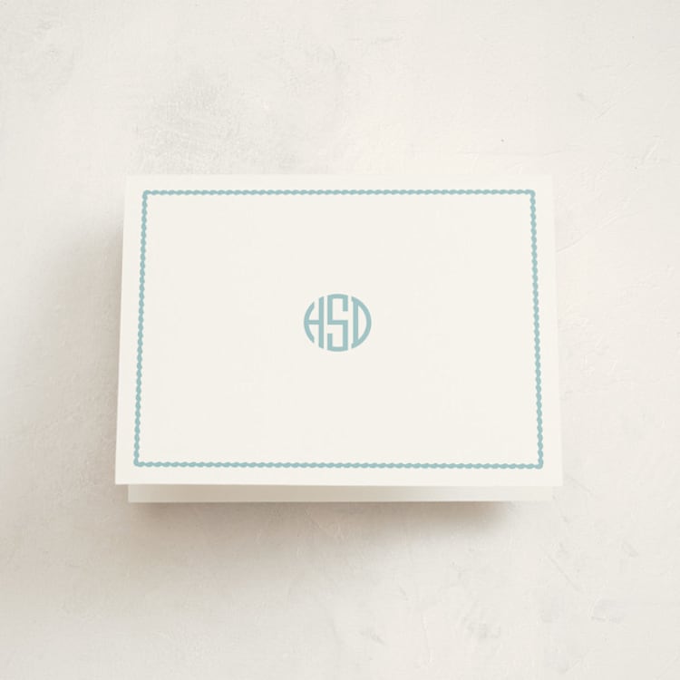 "Circle Monogram" - Baptism and Christening Thank You Cards in Robins Egg by Olivia Raufman - Front