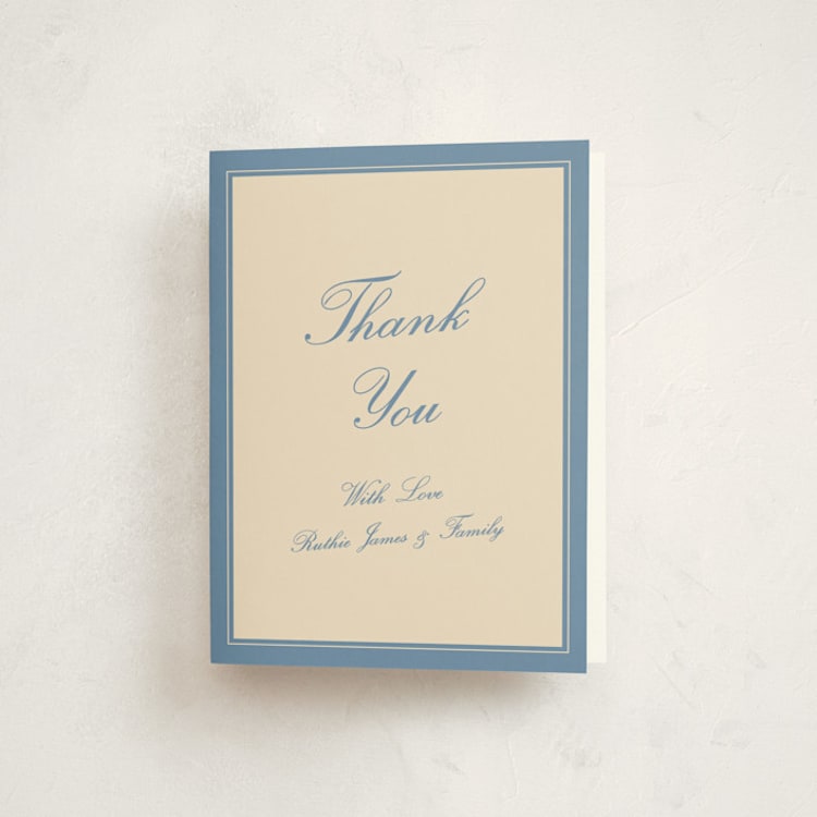 "Minimal Baptism" - Baptism and Christening Thank You Cards in Denim by Pixel and Hank - Front