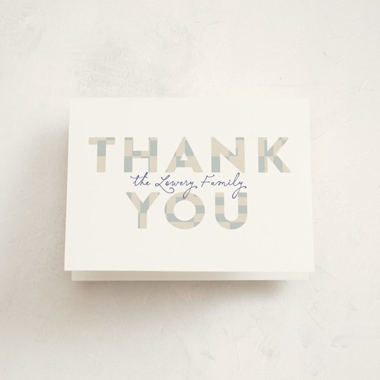 "Geo Cross" - Baptism and Christening Thank You Cards in Celestial by Gwen Bedat - Front