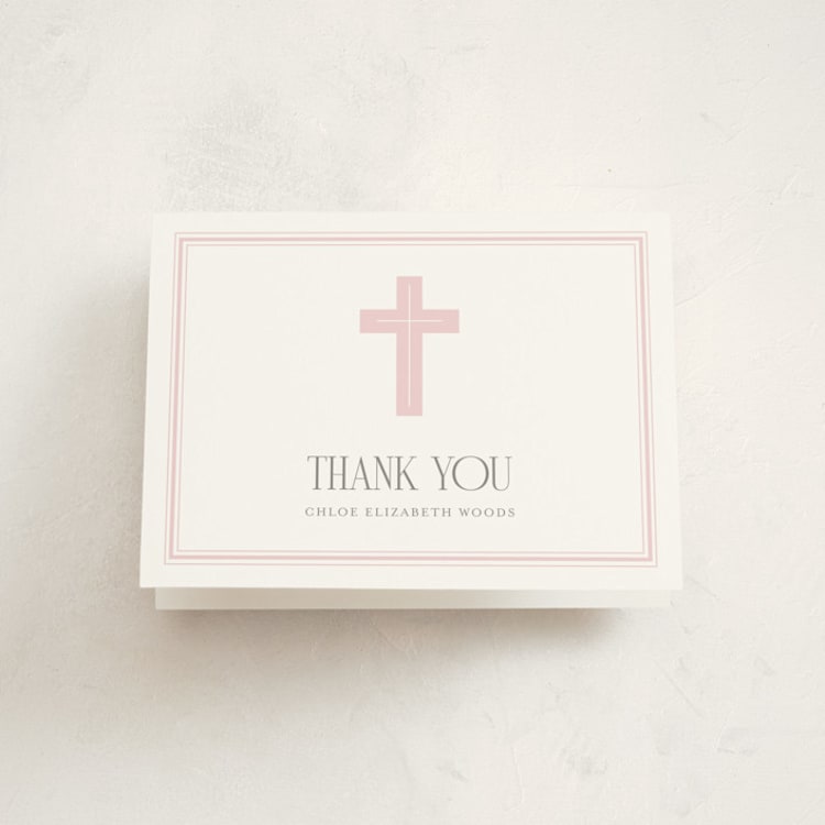 "Aria" - Baptism and Christening Thank You Cards in Cotton Candy by Jessica Williams - Front