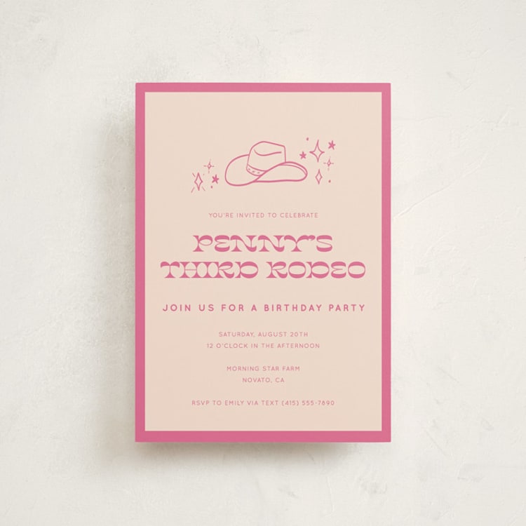 "cowgirl birthday" - Children's Birthday Party Invitations in Peony by Rachel Cassel - Front