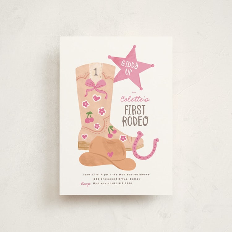 "lets Rodeo" - Children's Birthday Party Invitations in Rose by Creo Study - Front