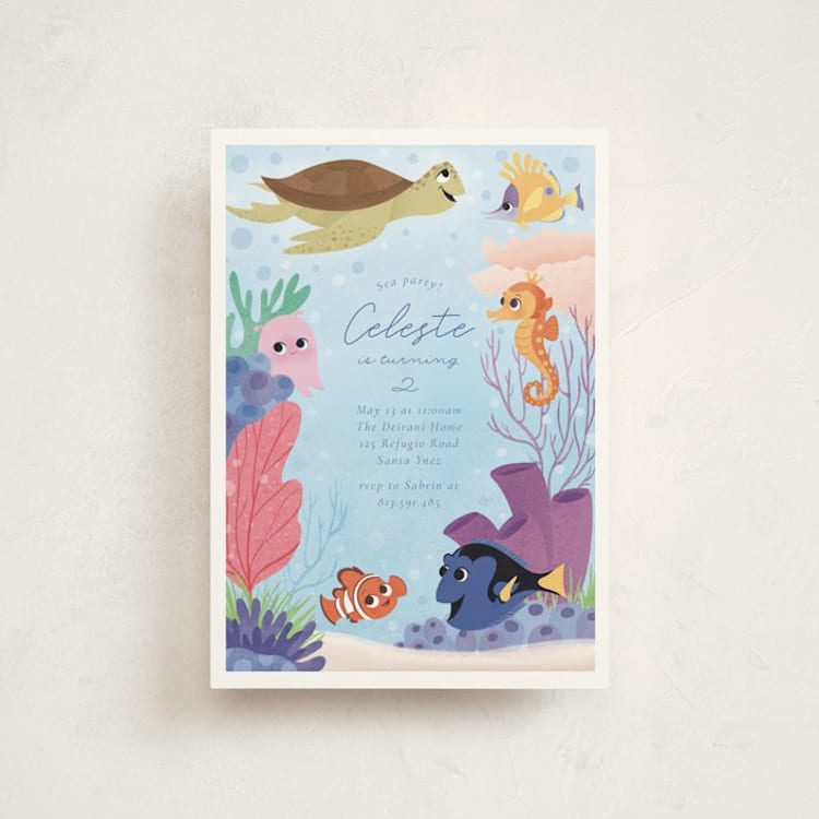 "Disney and Pixar's Finding Nemo Friends" - Children's Birthday Party Invitations in Sea by Sabrin Deirani - Front