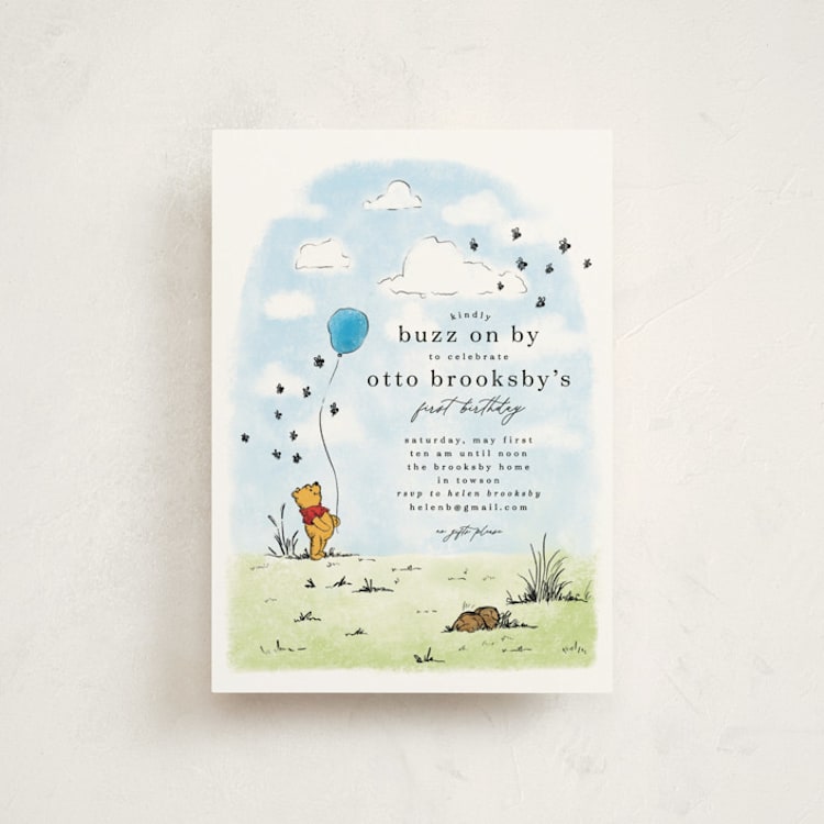 "Disney's Winnie the Pooh Many Birthday Adventures" - Children's Birthday Party Invitations in Hundred Acre Wood by Erin L. Wilson - Front