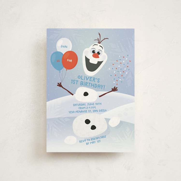"Disney's Olaf to Party" - Children's Birthday Party Invitations in Periwinkle by Erica Krystek - Front