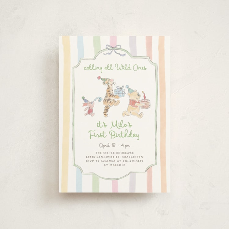 "Disney's Winnie and Friends Preppy Wild One" - Children's Birthday Party Invitations in Confetti by Creo Study - Front