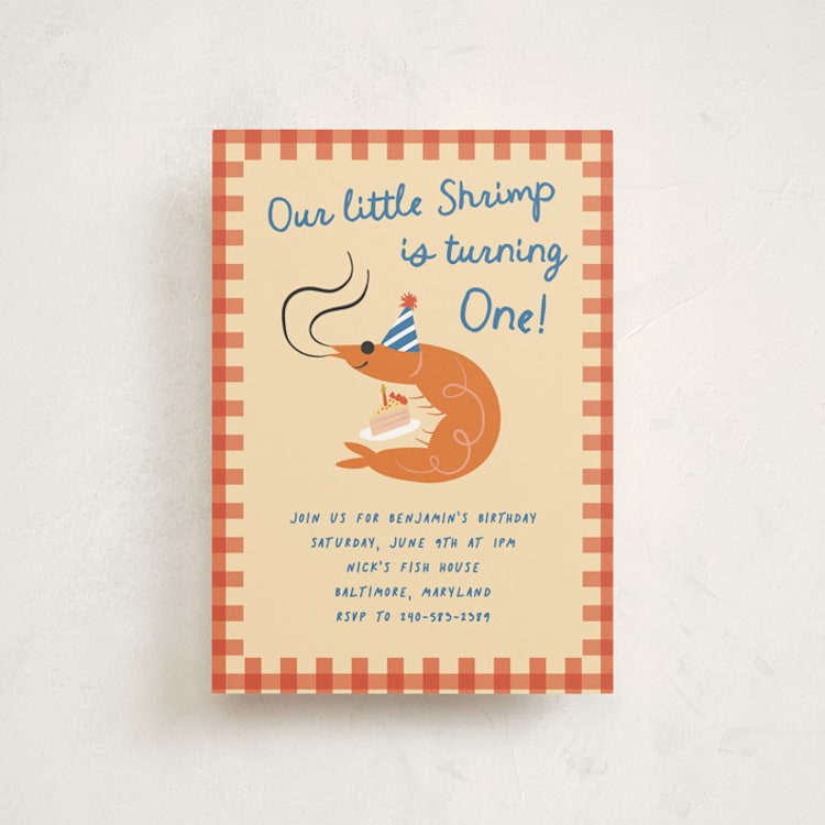 "Party Prawn" - Children's Birthday Party Invitations in Cajun by Jennifer Lew - Front
