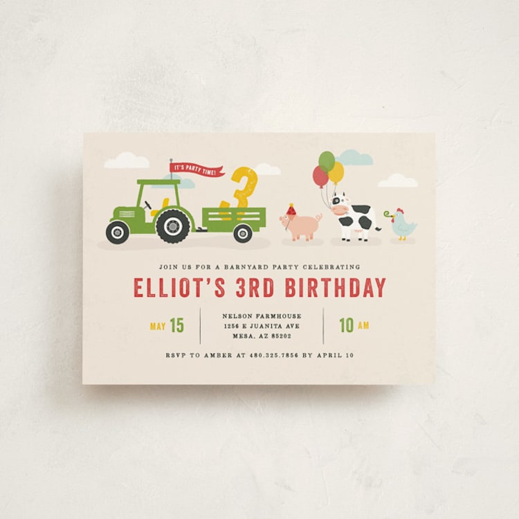 "Party Parade" - Children's Birthday Party Invitations in Cream by Michelle Taylor - Front