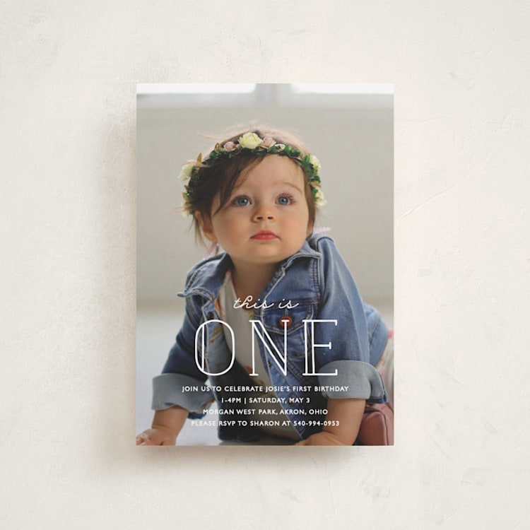 "This Is One" - Children's Birthday Party Invitations in Frost by Bethany Anderson - Front